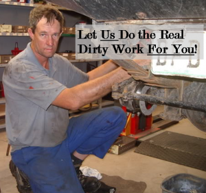 dirty work guy with text